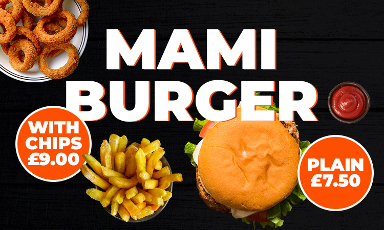 Mami Burger Meal Deal Served at Erroll's Kebab House Peterhead